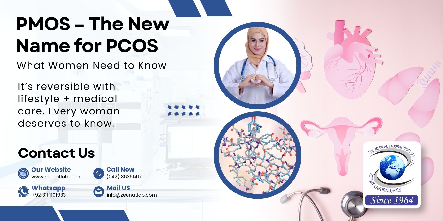 PMOS Awareness – PCOS Renamed, Whole Body Hormonal Condition | Better Diagnosis 1 - Serving since 1964 | Zeenat Lab PMOS Awareness | PCOS Renamed, Better Diagnosis | 2026