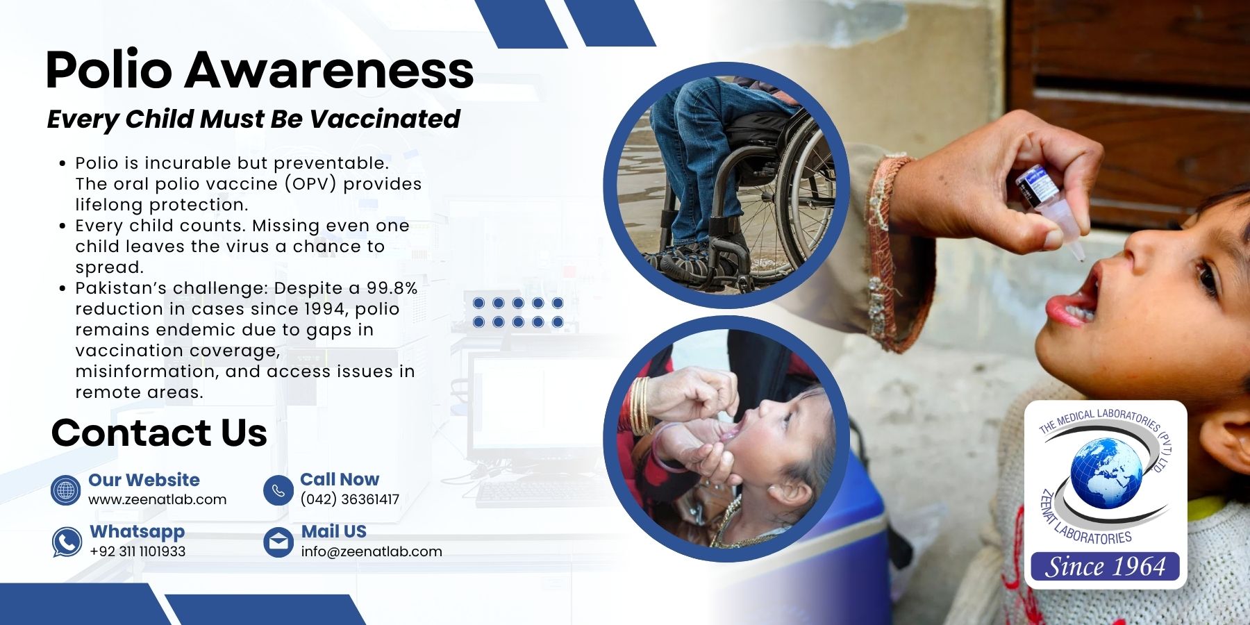 Polio Campaign Pakistan – Every Child Must Be Vaccinated | Bright Future 1 - Serving since 1964 | Zeenat Lab Polio Campaign Pakistan – Nationwide Vaccination Drive Launches May 18