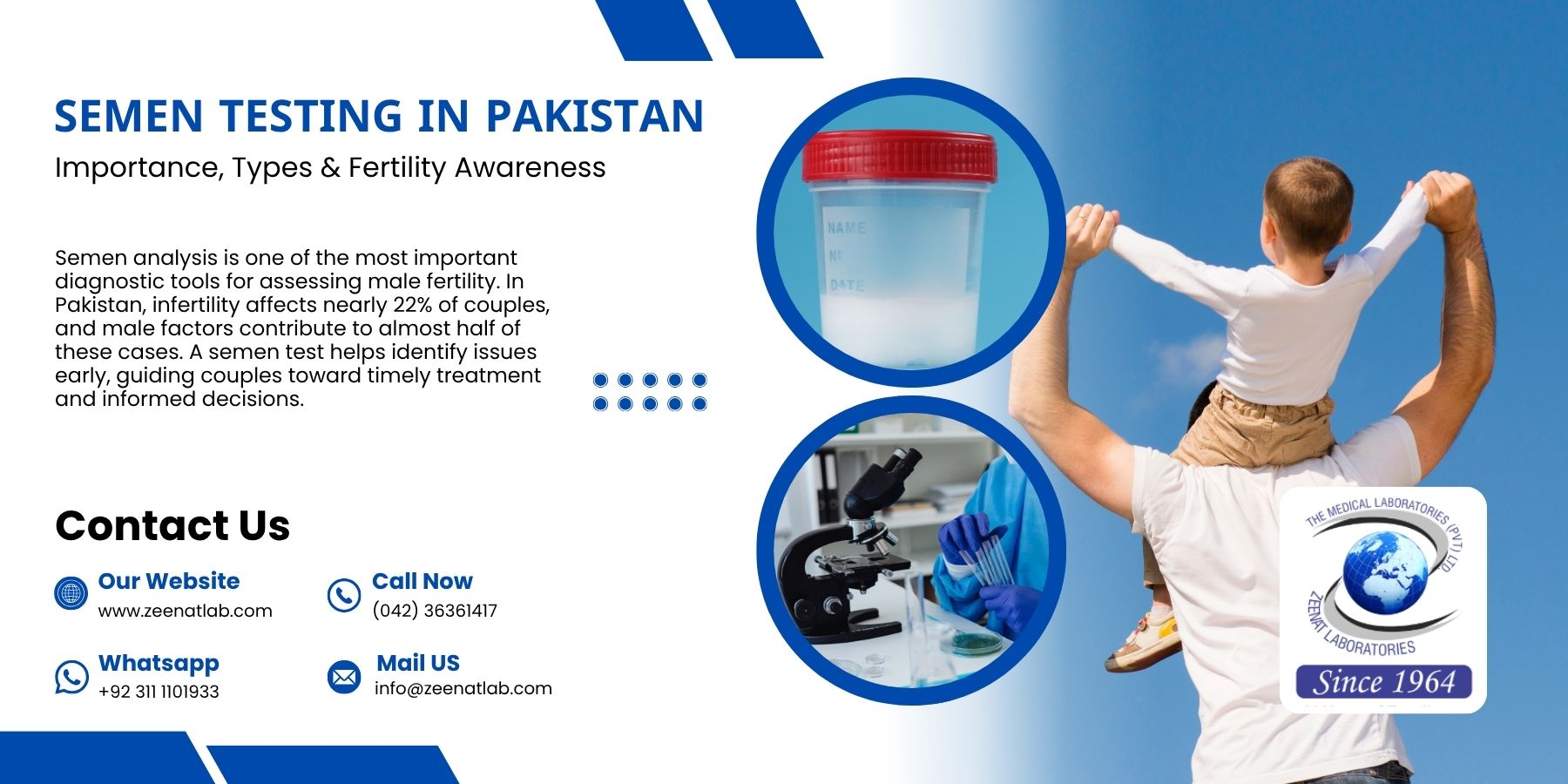 Semen Testing – Understanding Male Fertility 1 - Serving since 1964 | Zeenat Lab Semen Testing in Pakistan – Importance, Types & Fertility Awareness