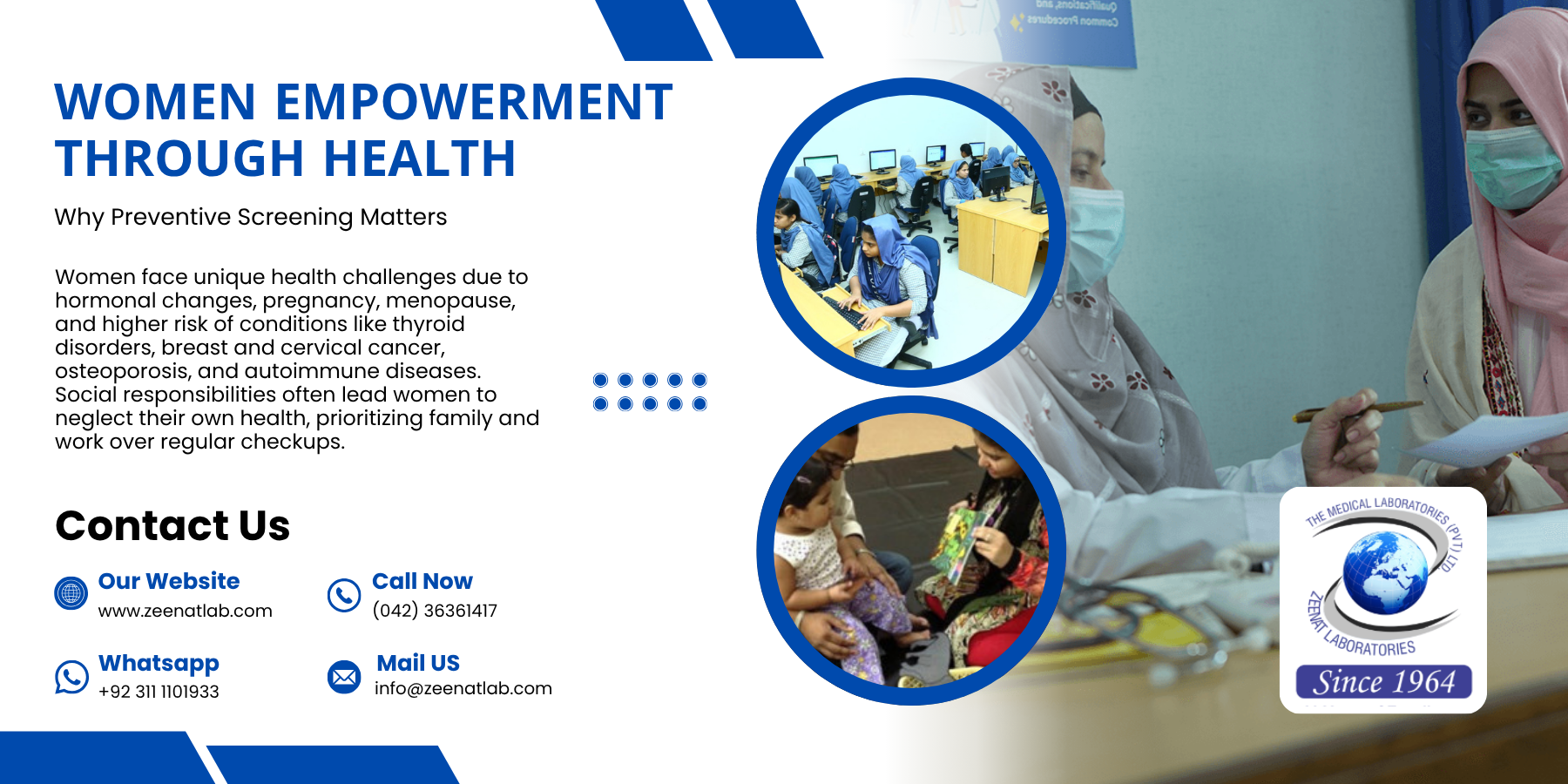 Women Empowerment Through Health: Why Preventive Screening Matters 1 - Serving since 1964 | Zeenat Lab Women Empowerment Through Health: Preventive Screening & Early Detection | Zeenat Lab