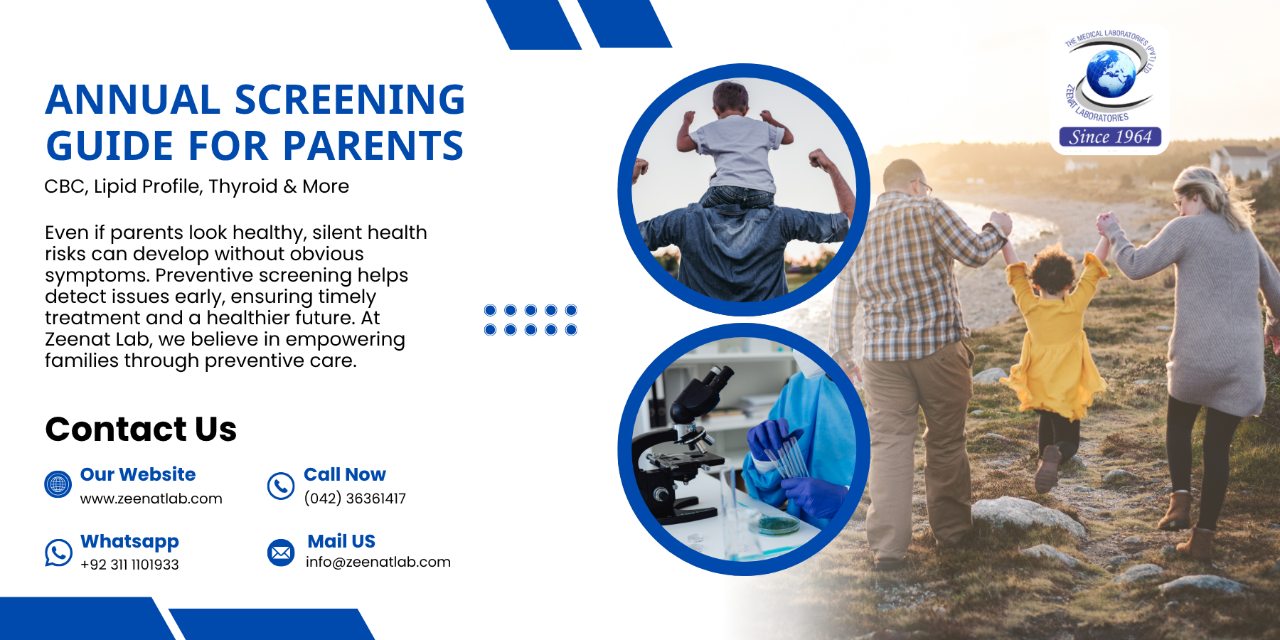 Annual Screening Guide for Parents: CBC, Lipid Profile, Thyroid & More 1 - Serving since 1964 | Zeenat Lab Annual Screening Guide for Parents: CBC, Lipid Profile, Thyroid & More | Zeenat Lab